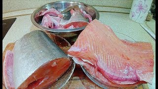 Разделка красной рыбы(горбуша, форель, семга) на суп, стейки и засолку